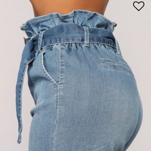 Fashion Nova paper bag belted denim shorts